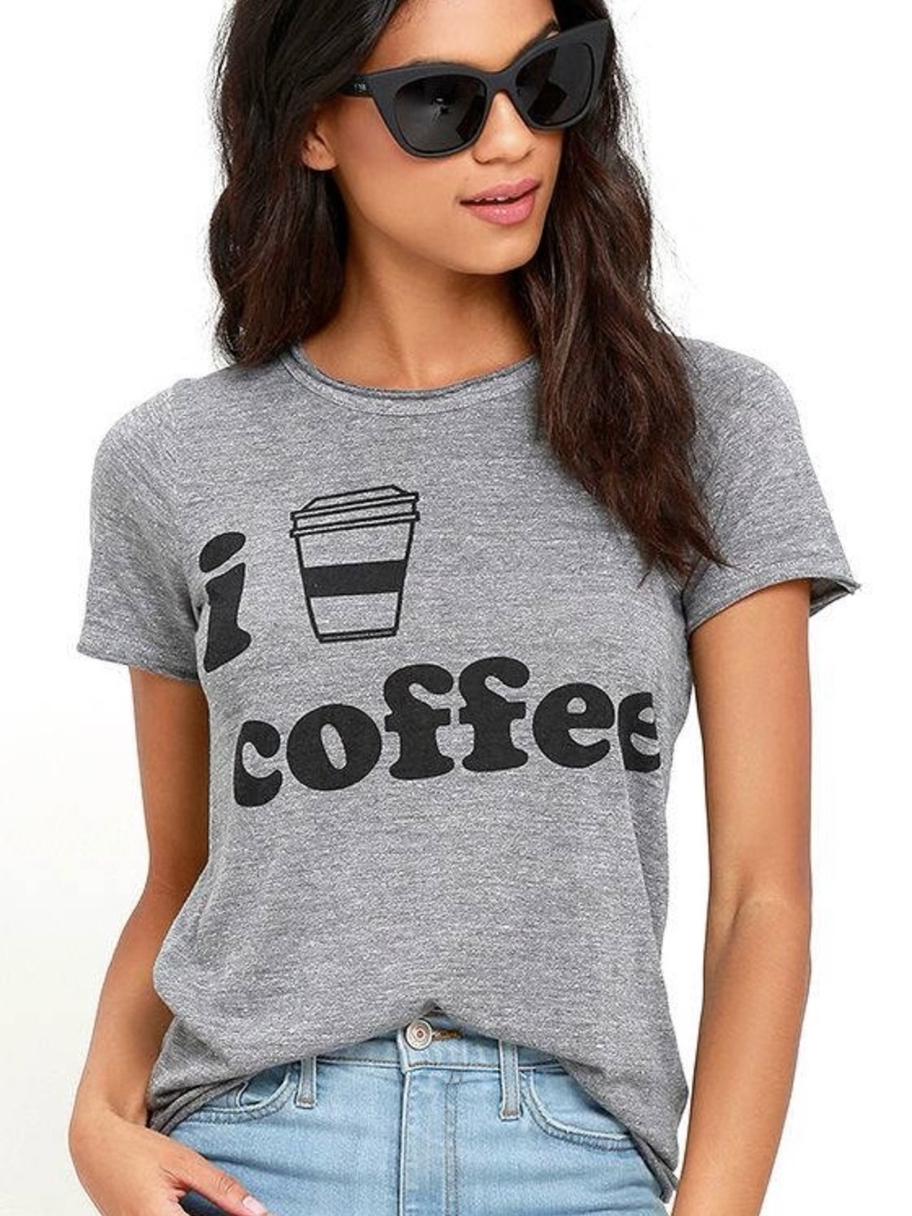 Chaser I Heart Coffee Heather Grey Graphic Tee Medium $62